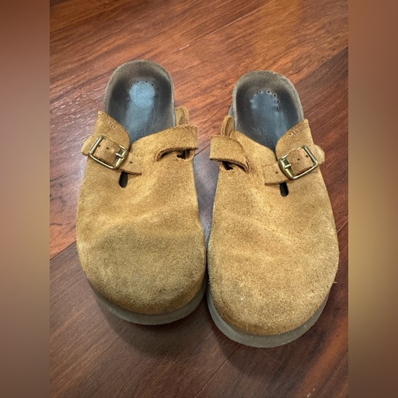 Brown Suede Buckle Clogs - Picture 4 of 7